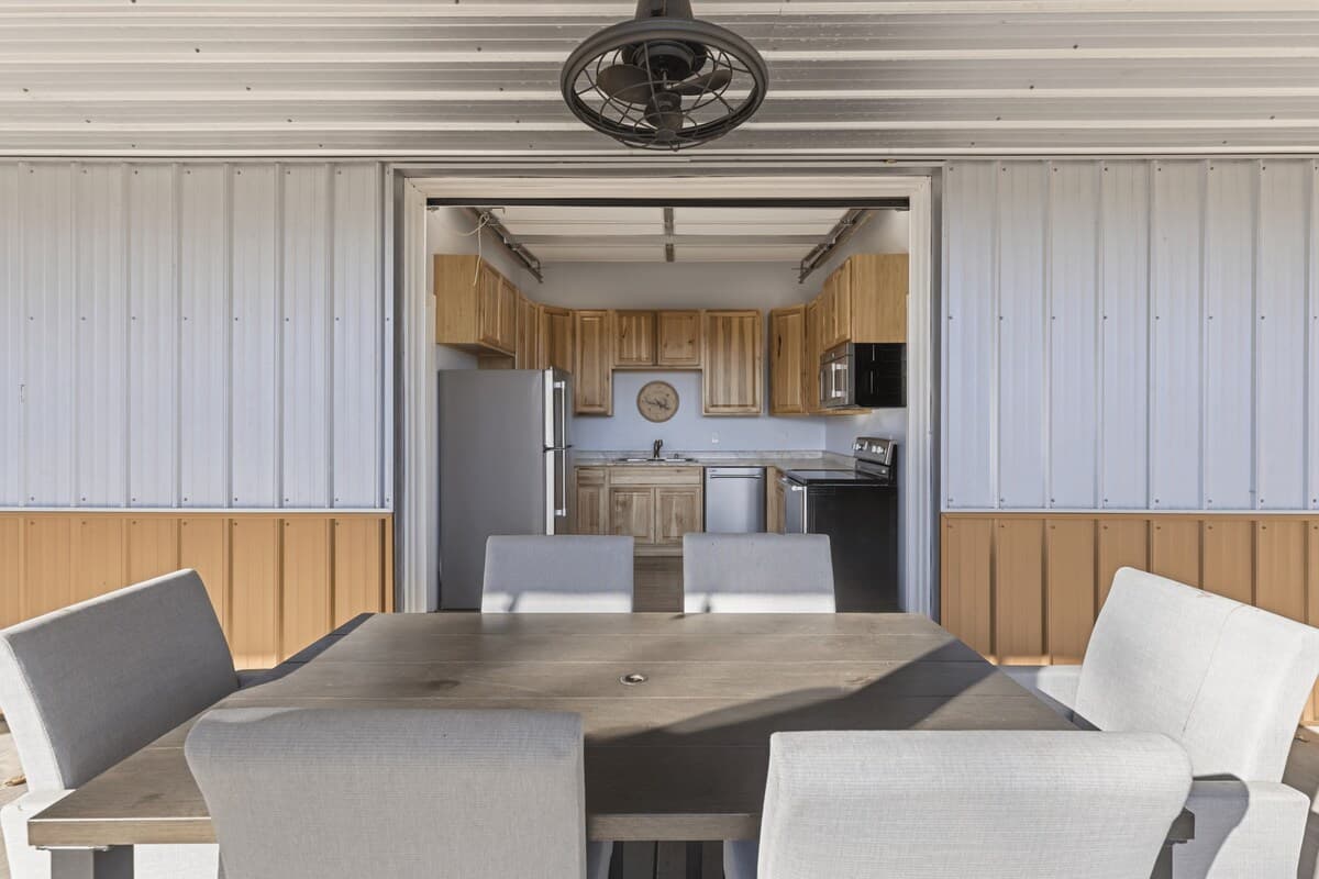 Covered patio dining area